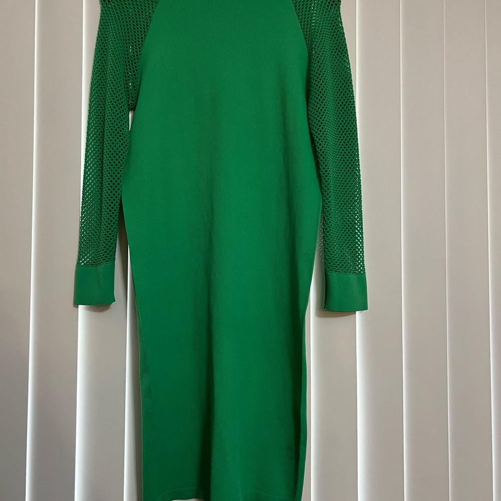 Green Mesh Sleeve Dress